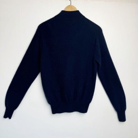 Peter Millar Artisan Crafted 100% Cashmere Flex Quarter-Zip blue Sweater Medium - Picture 6 of 12